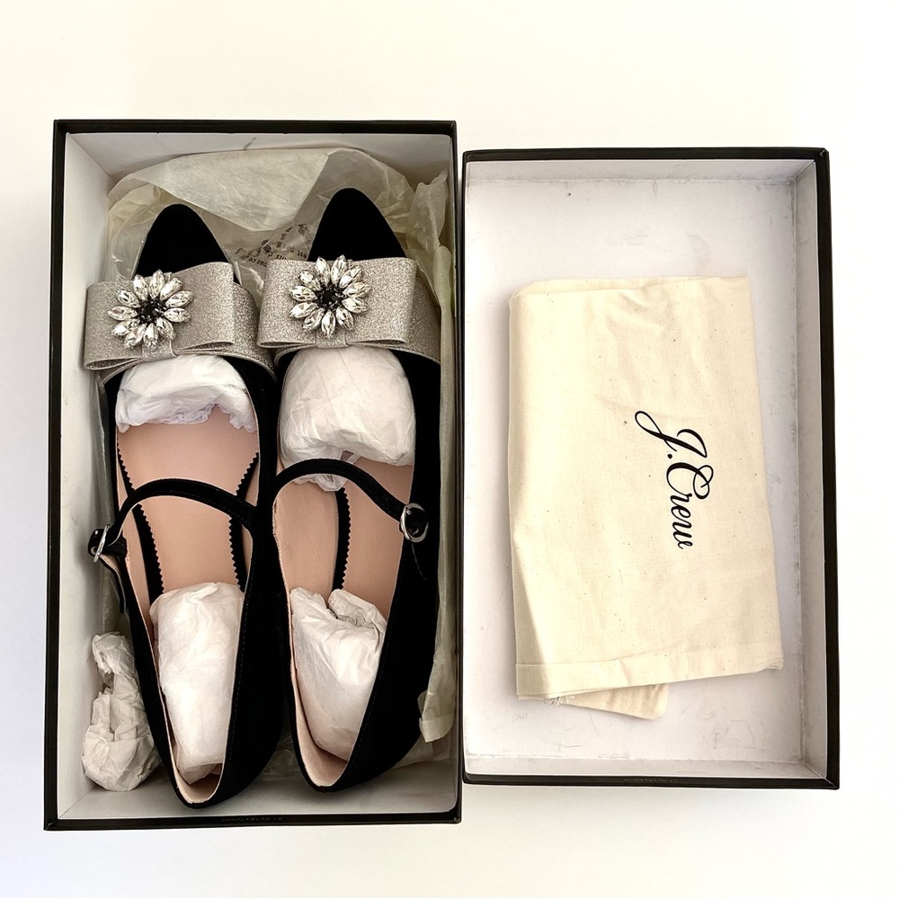 Velvet Marina Mary Jane with Jewels by J. Crew, black & silver, size 10